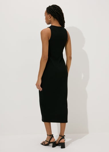 Black Midi Ribbed Dress