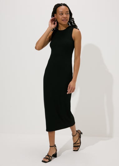 Black Midi Ribbed Dress