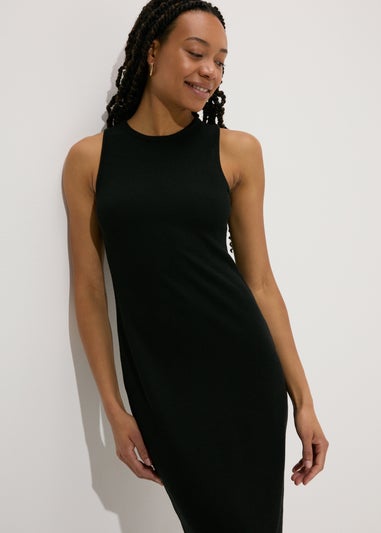 Black Midi Ribbed Dress