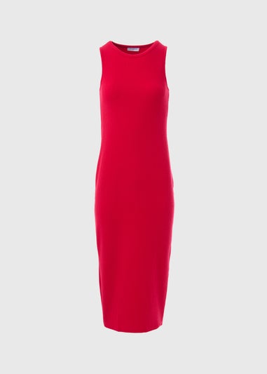 Red Sleeveless Ribbed Dress