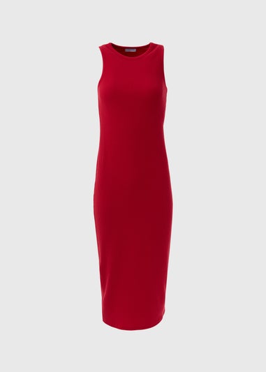 Red Sleeveless Ribbed Dress