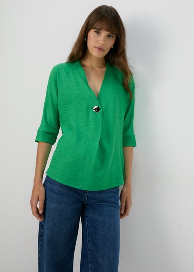 Green Button Detail Blouse