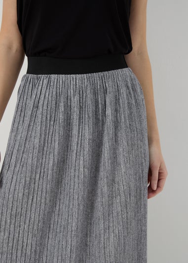 Grey Pleated Midi Jersey Skirt