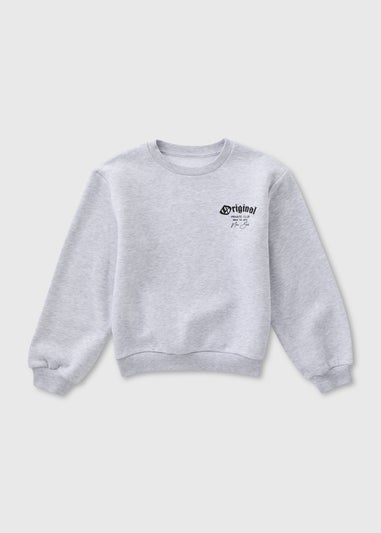 Boys Grey Marl Back Print Co Ord Sweatshirt (7-13yrs)