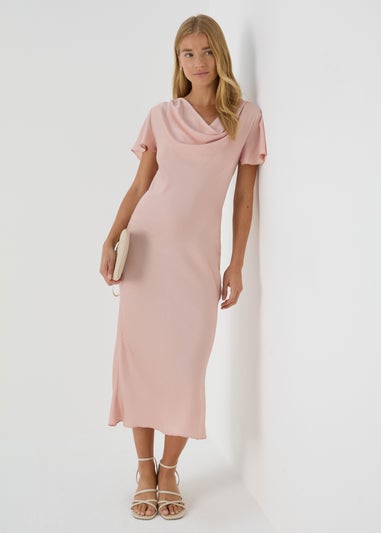 Blush Pink Tie Back Satin Dress