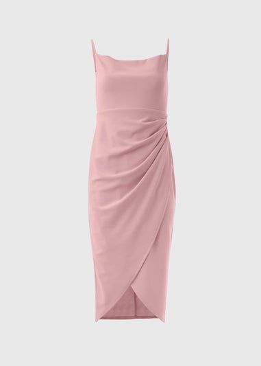 Blush Pink Strappy Ruched Wrap Dress