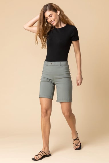 Roman Khaki Turn Up Stretch Shorts