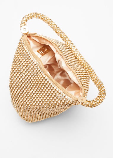 Quiz Gold Diamante Pouch Bag
