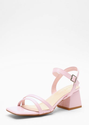 Quiz Pink Faux Leather Block Heel Sandal