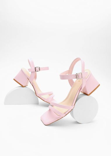 Quiz Pink Faux Leather Block Heel Sandal