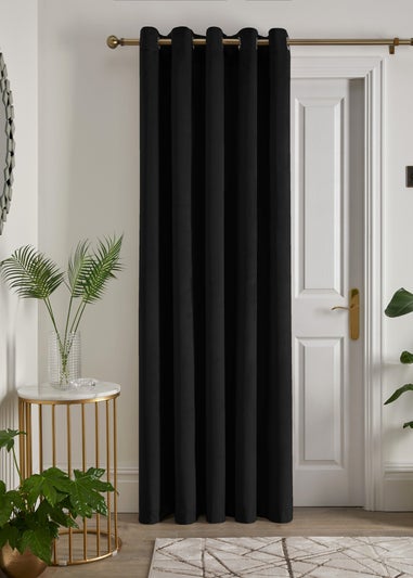 Laurence Llewelyn-Bowen Montrose Velvet Blackout Black Eyelet Single Panel Door Curtain