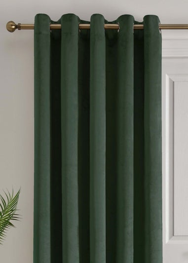 Laurence Llewelyn-Bowen Montrose Velvet Blackout Green Eyelet Single Panel Door Curtain