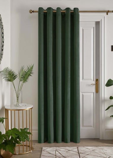 Laurence Llewelyn-Bowen Montrose Velvet Blackout Green Eyelet Single Panel Door Curtain