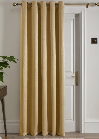 Fusion Strata Dimout Yellow Eyelet Single Panel Door Curtain