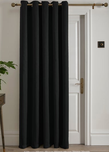 Fusion Strata Dimout Black Eyelet Single Panel Door Curtain