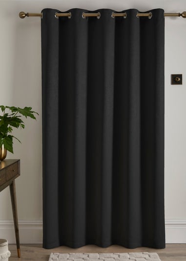 Fusion Strata Dimout Black Eyelet Single Panel Door Curtain