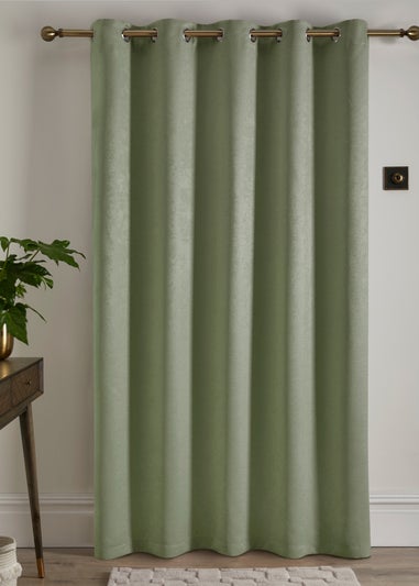 Fusion Strata Dimout Green Eyelet Single Panel Door Curtain