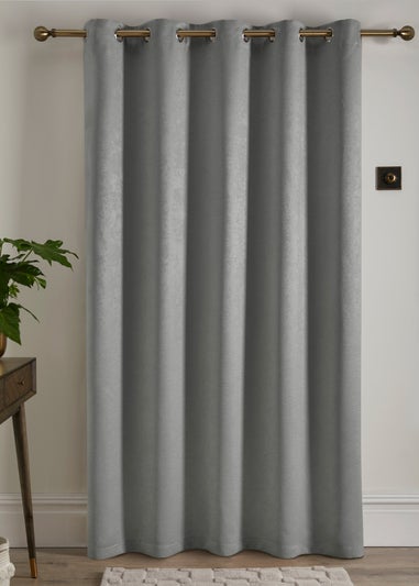 Fusion Strata Dimout Silver Eyelet Single Panel Door Curtain