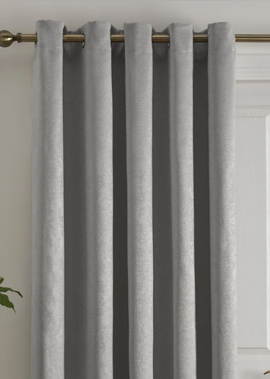 Fusion Strata Dimout Silver Eyelet Single Panel Door Curtain