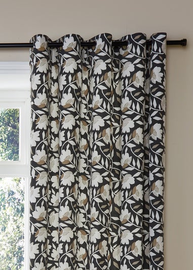 Fusion Luna Black Eyelet Curtains