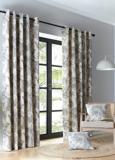 Fusion Saranda Grey Eyelet Curtains