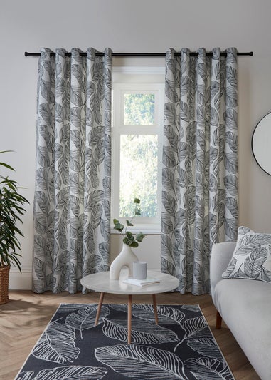 Fusion Matteo Black Eyelet Curtains