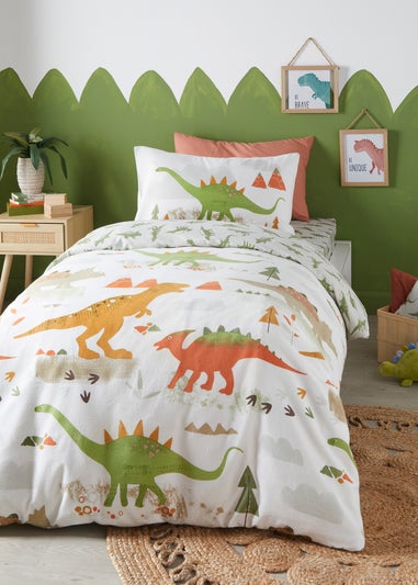 Bedlam Dino Brushed Cotton Green Duvet Cover Set