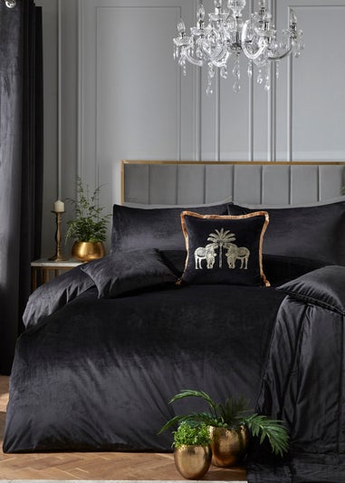 Laurence Llewelyn-Bowen Montrose Velvet Black Duvet Cover Set