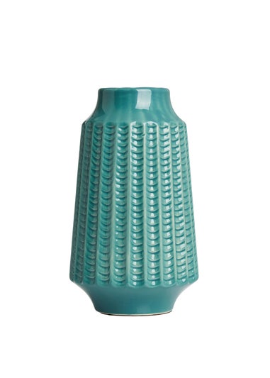 BHS Chevron Ceramic Vase Green