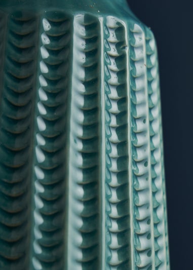 BHS Chevron Ceramic Vase Green