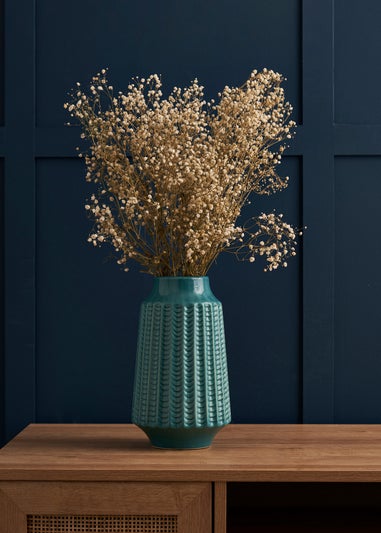 BHS Grooved Ceramic Vase Green