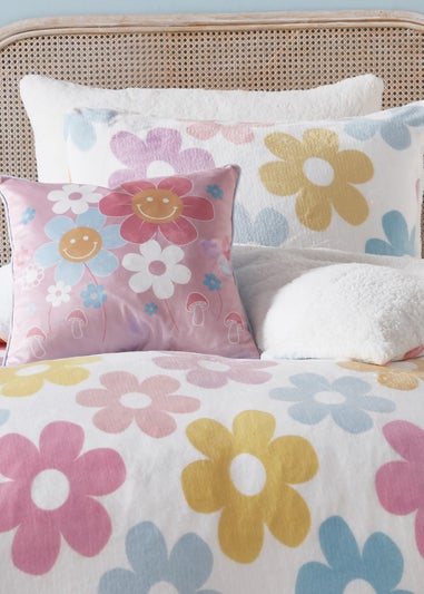 Bedlam Retro Flower Velvet Filled Cushion