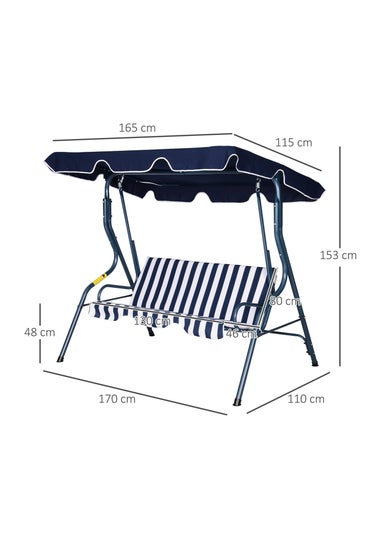 Outsunny 3 Seater Canopy Swing Chair Outdoor Garden Bench with Adjustable Canopy