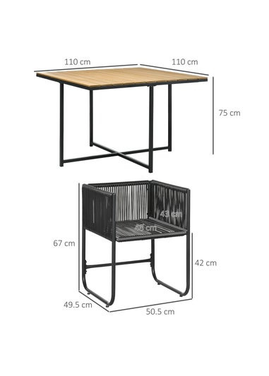 Outsunny Rattan Dining Set, Rattan Cube Dining Sets w/ Space-saving Design