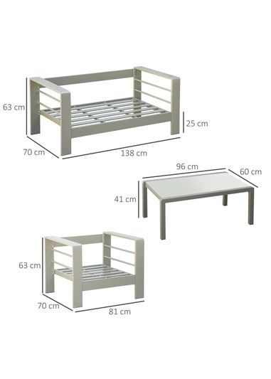 Outsunny 4 Pieces Outdoor Garden Furniture Set - Champagne Gold