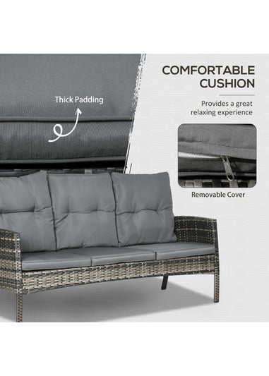 Outsunny 5 Seater Rattan Garden Furniture Set - Grey