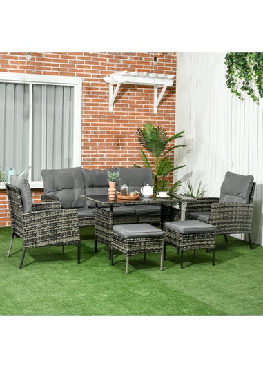 Outsunny 5 Seater Rattan Garden Furniture Set - Grey