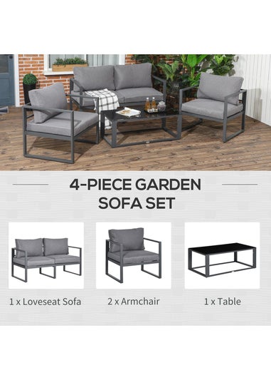 Outsunny 4 Pieces Garden Sofa Set - Grey
