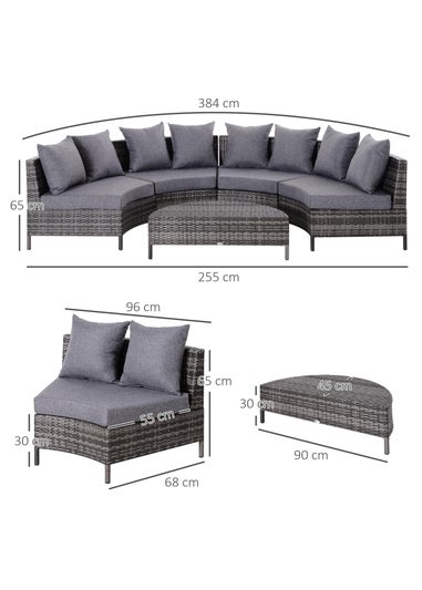 Outsunny Rattan Garden Furniture 4 Seaters - Grey