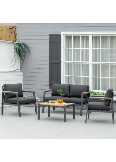 Outsunny 4 PCs Garden Conversation Sofa Set - Grey