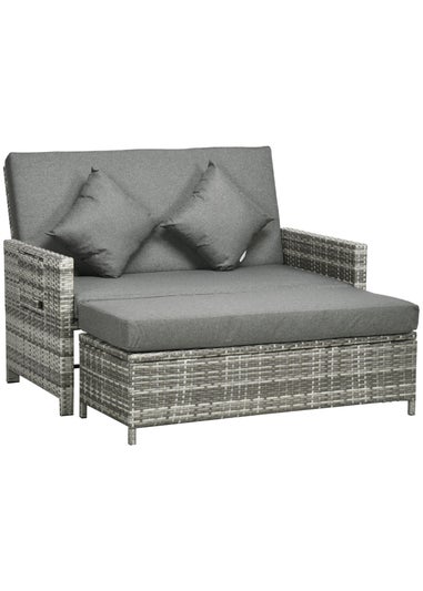 Outsunny 2 Seater Rattan Furniture Sofa Sun Lounger Daybed