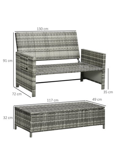 Outsunny 2 Seater Rattan Furniture Sofa Sun Lounger Daybed