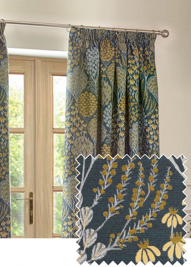 Wylder Nature Ophelia Floral Jacquard Pencil Pleat Curtains