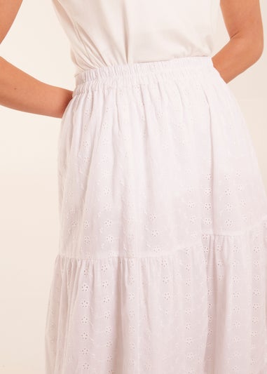 Blue Vanilla White Broderie Detail Maxi Skirt