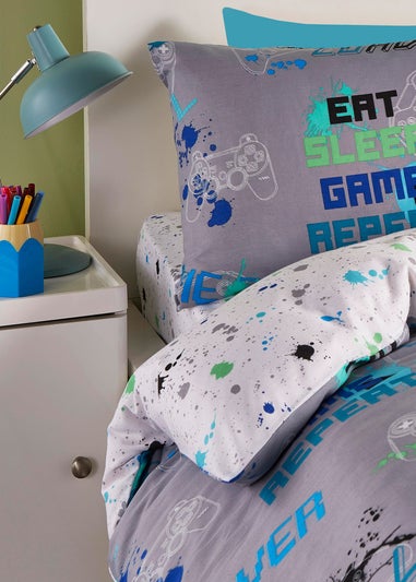 Bedlam Game Glow Grey Fitted Bed Sheet (28cm deep)