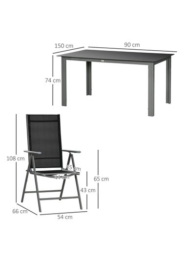 Outsunny Aluminium 7 Piece Garden Dining Set