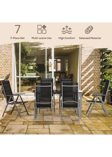 Outsunny Aluminium 7 Piece Garden Dining Set