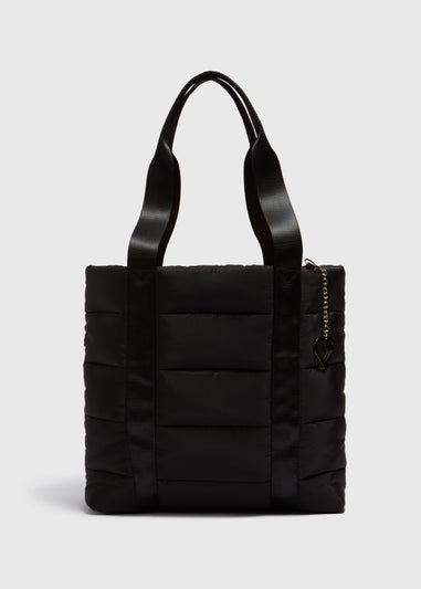 Girls Black Quilted Tote Bag (33x43x12cm)