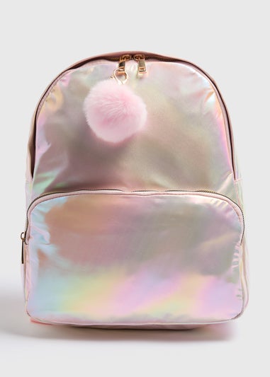 Girls Pink Iridescent Backpack