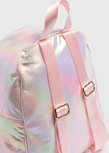 Girls Pink Iridescent Backpack